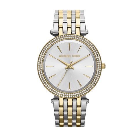 michael kors uhr silber gold schwarzes zifferblatt|Designer.